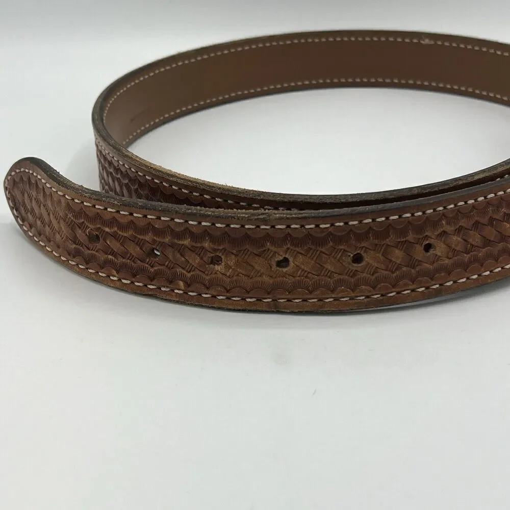 Brown Leather Faux-Braid Belt Men’s 46”